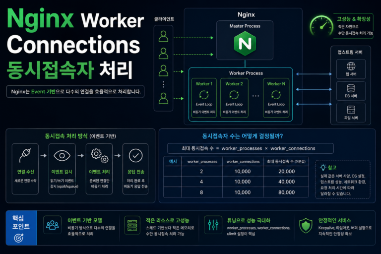 Nginx Worker Connections는 실제 동시접속자를 얼마나 처리할 수 있을까? 1 Nginx Worker Connections 동시접속자 처리