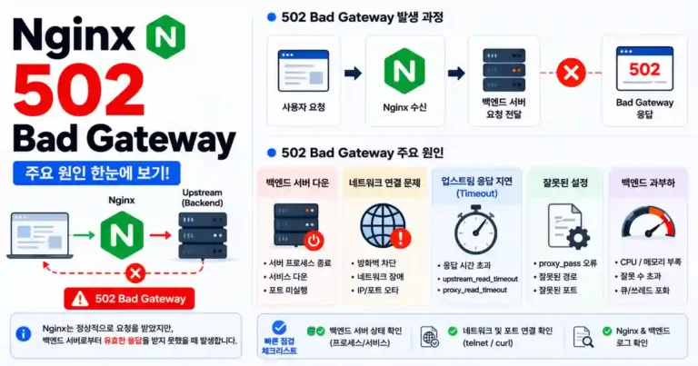 Nginx 502 Bad Gateway가 발생하는 실제 원인과 분석 순서